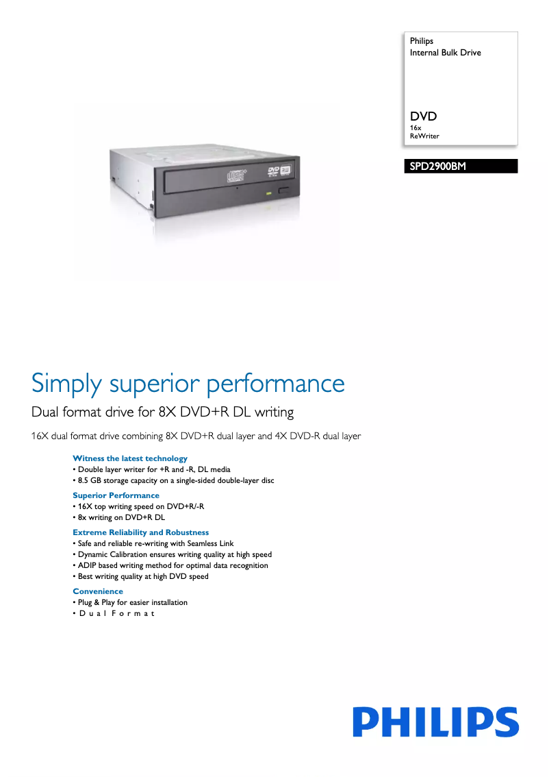 Page 1 de la notice Brochure Philips SPD2900BM