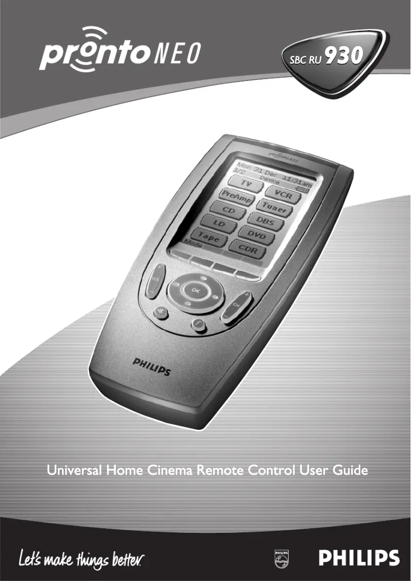 Page n°1 - Manuel utilisateur Philips Pronto Neo