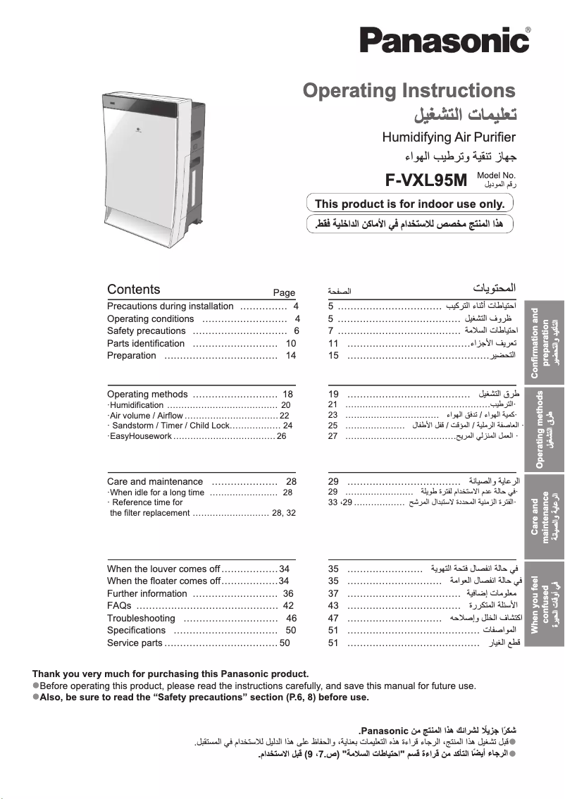 Página 1 del manual Manual de usuario Panasonic F-VXL95M