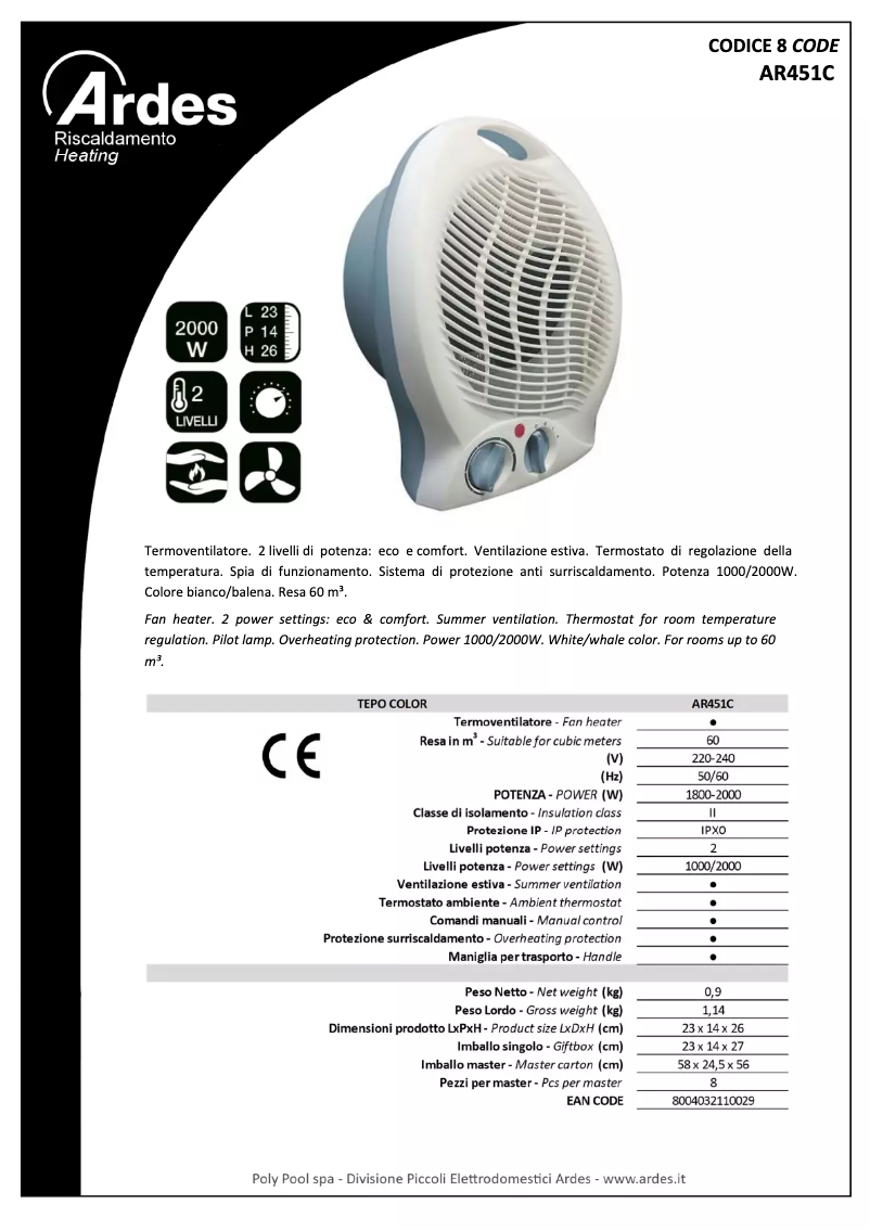 Page n°1 - Fiche technique Ardes AR451C