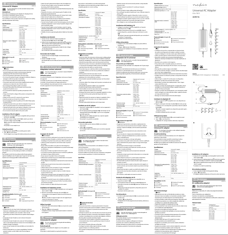 Page 1 de la notice Manuel utilisateur Nedis ACPA116