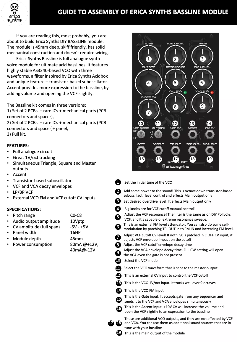 Image de la première page du manuel de l'appareil Bassline