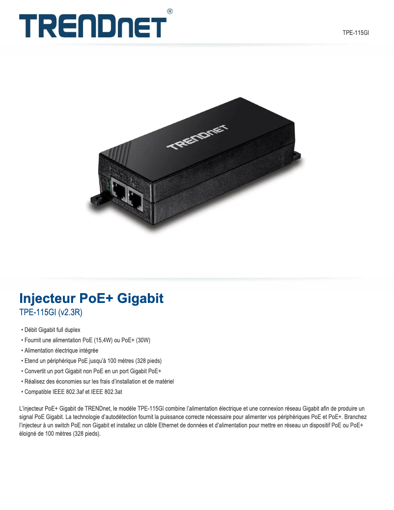 Page n°1 - Fiche technique TRENDnet TPE-115GI