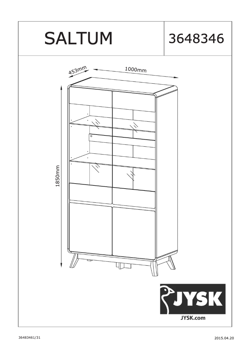 Page n°1 - Manuel utilisateur JYSK Saltum (100x185x45)