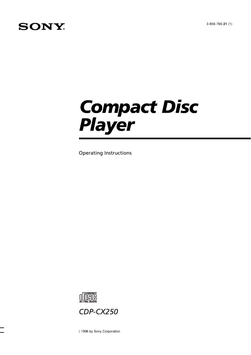 Page 1 de la notice Manuel utilisateur Sony CDP-CX250