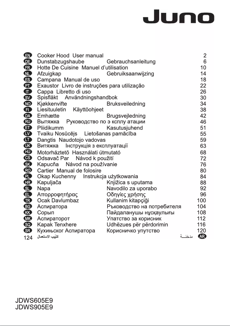 Page 1 de la notice Manuel utilisateur Juno JDWS905E9