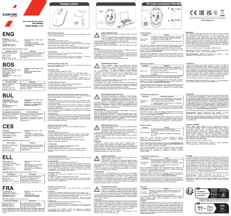 Page 1 de la notice Manuel utilisateur Canyon CNS-CMSW09