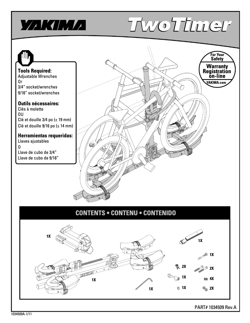 Page 1 de la notice Manuel utilisateur Yakima TwoTimer