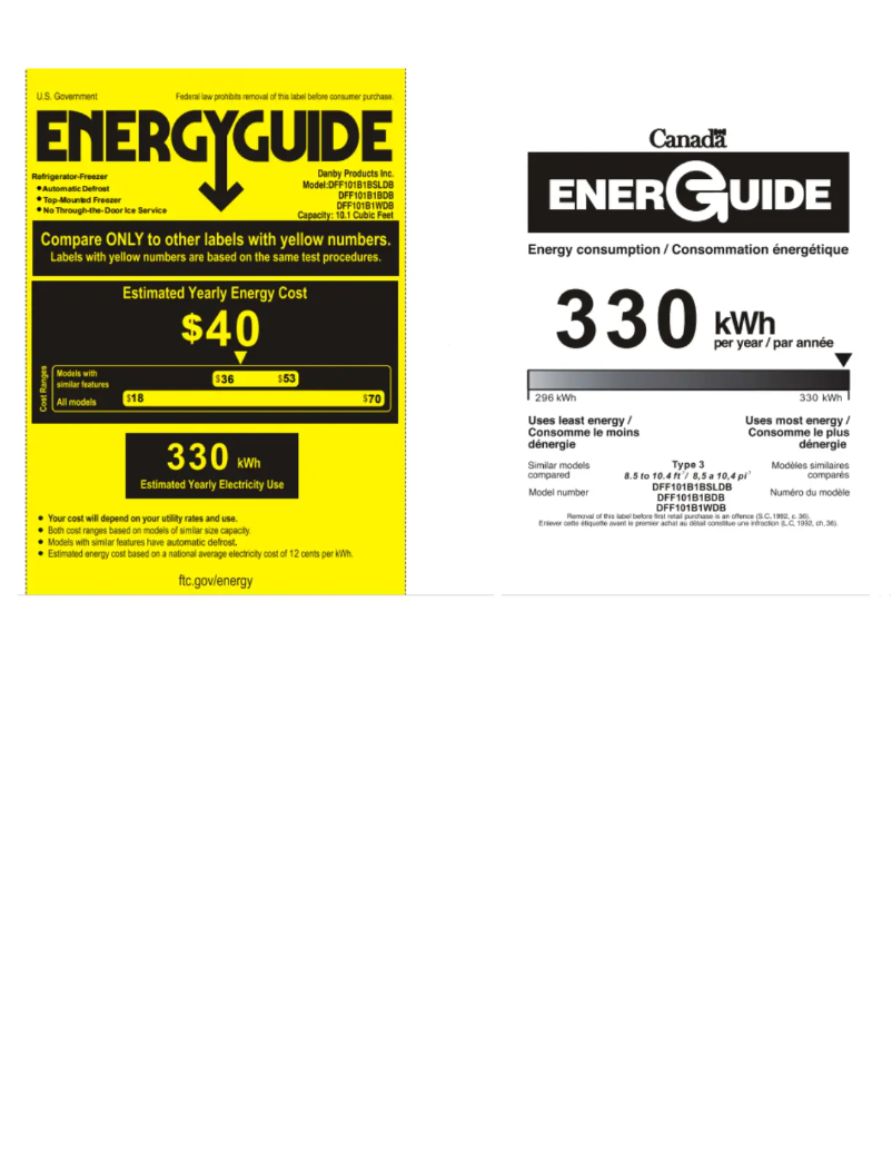 Page 1 de la notice Label énergétique Danby DFF101B1BSLDB