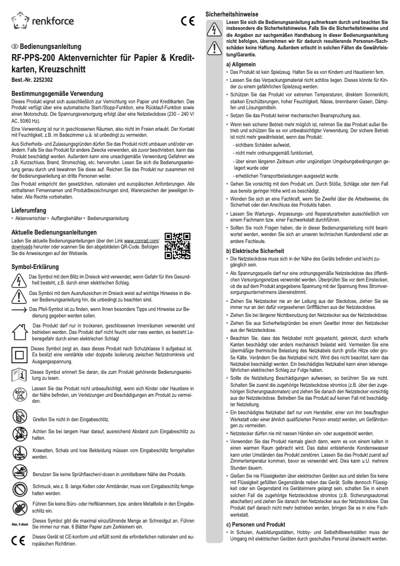 Page 1 de la notice Manuel utilisateur Renkforce RF-PPS-200