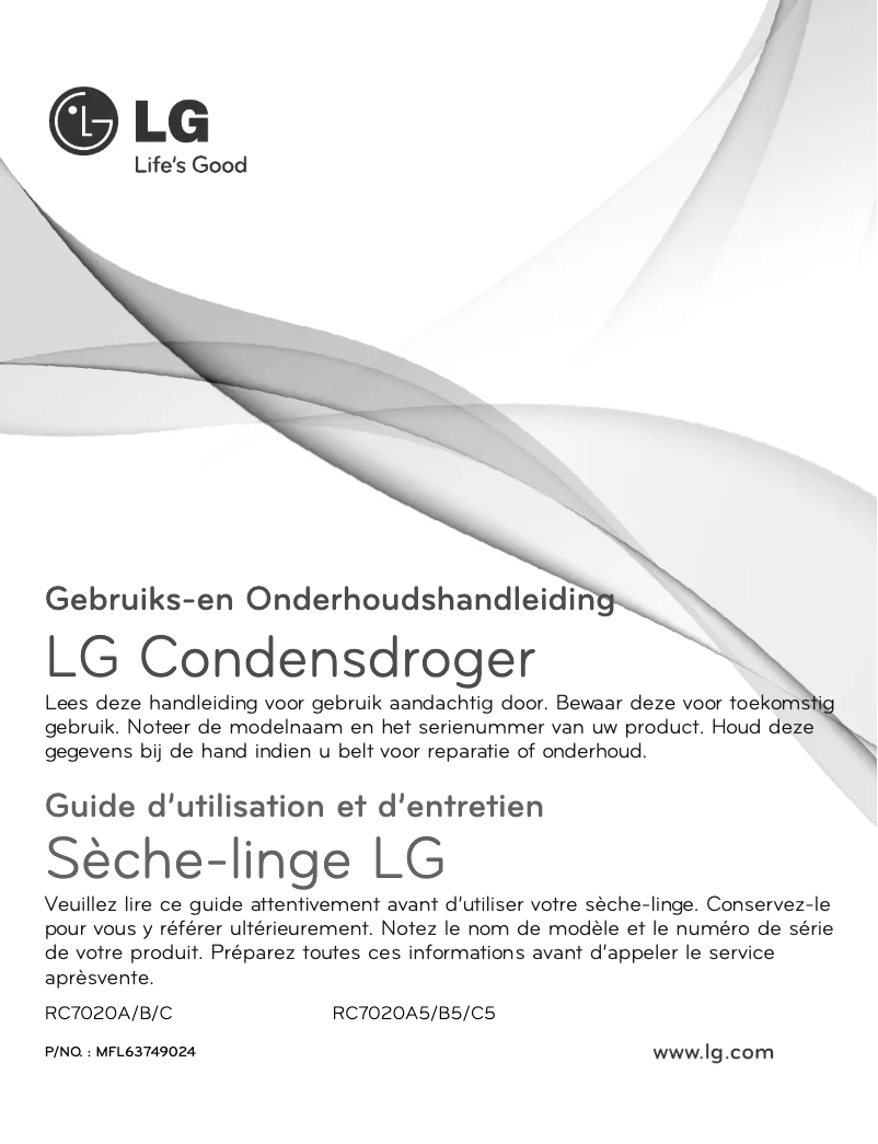 Page n°1 - Manuel utilisateur LG RC7020A5