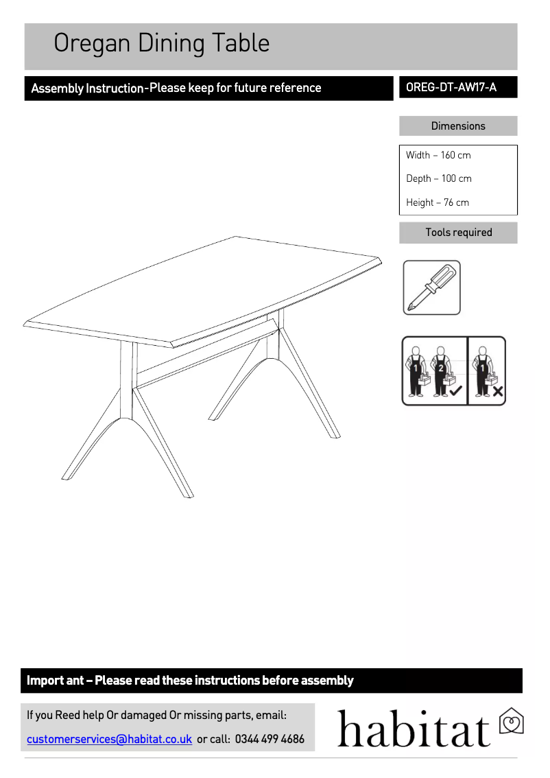 Page 1 de la notice Manuel utilisateur Habitat Oregan