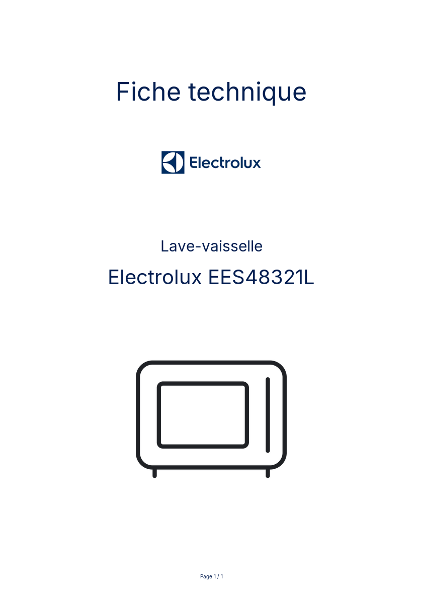 Page n°1 - Fiche technique Electrolux EES48321L