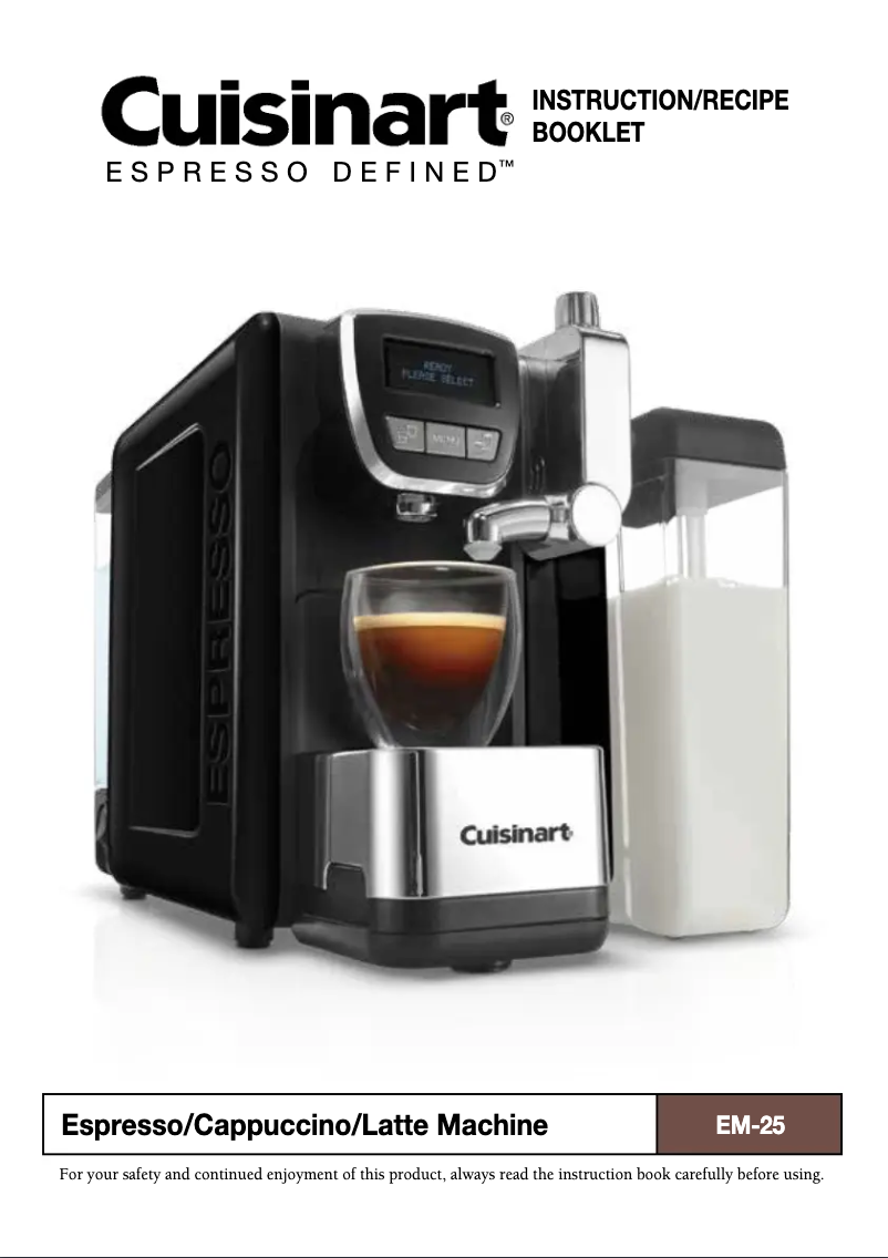 Page 1 de la notice Manuel utilisateur Cuisinart Espresso Defined EM-25