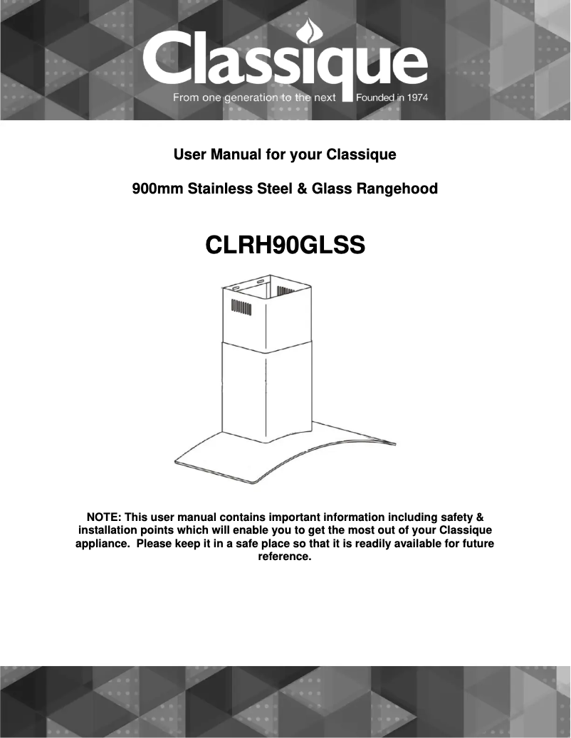 Page n°1 - Manuel utilisateur Classique CLRH90GLSS