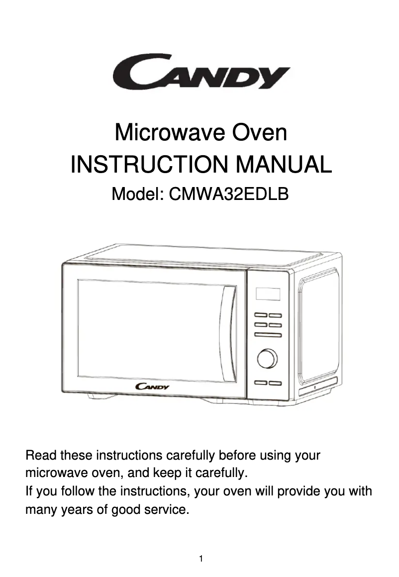 Page 1 de la notice Manuel utilisateur Candy CMWA32EDLB