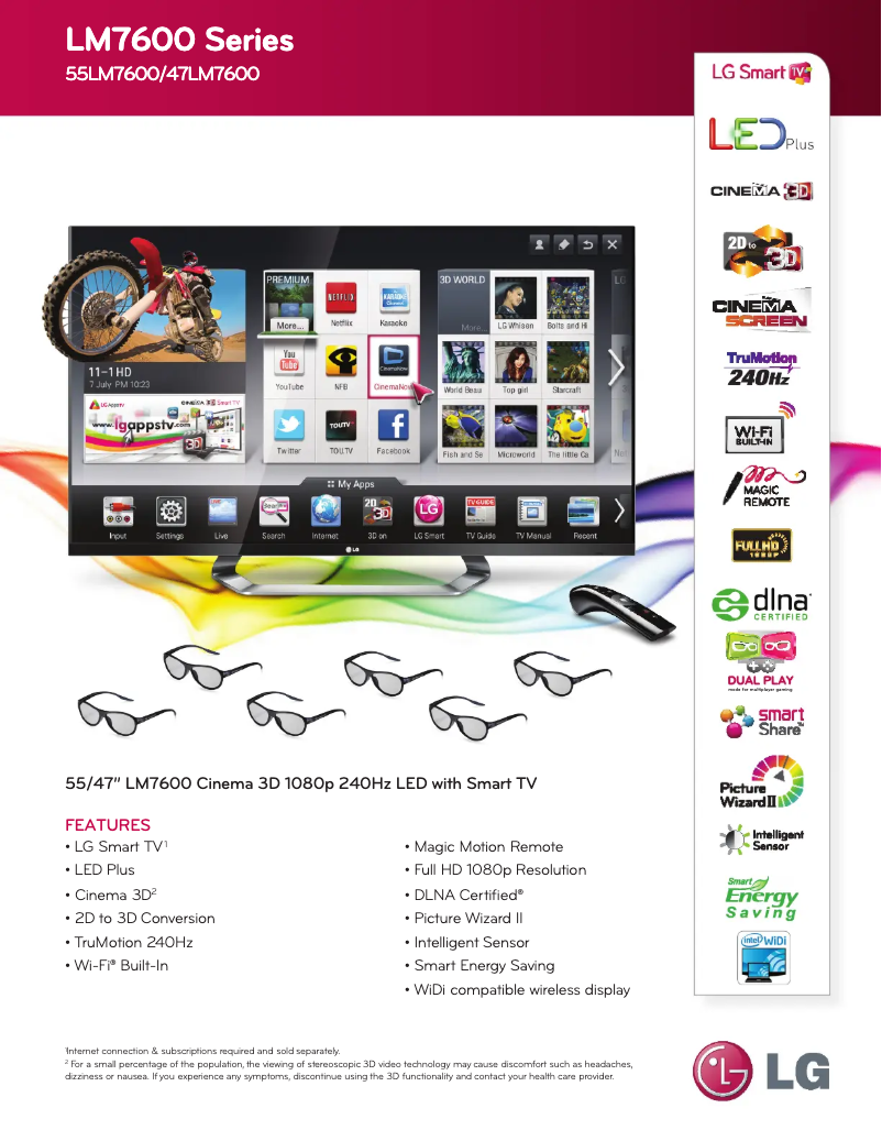 Page n°1 - Fiche technique LG 55LM7600