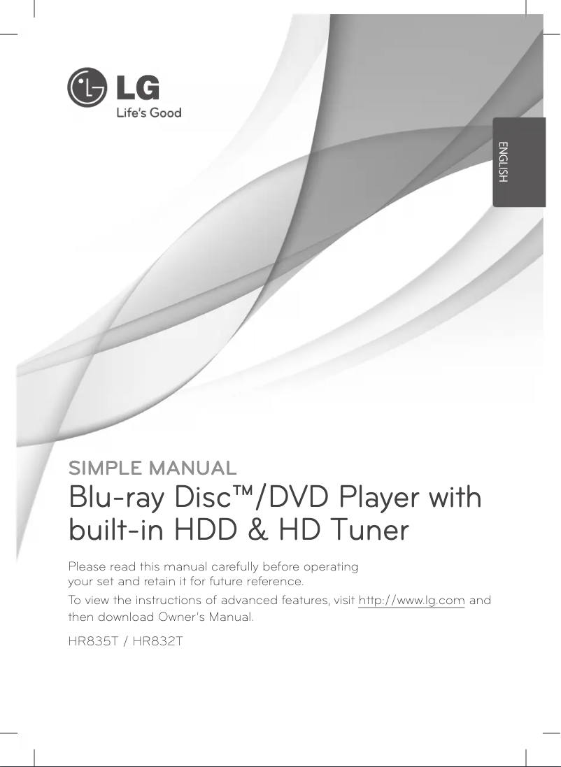Page 1 de la notice Manuel utilisateur LG HR832T