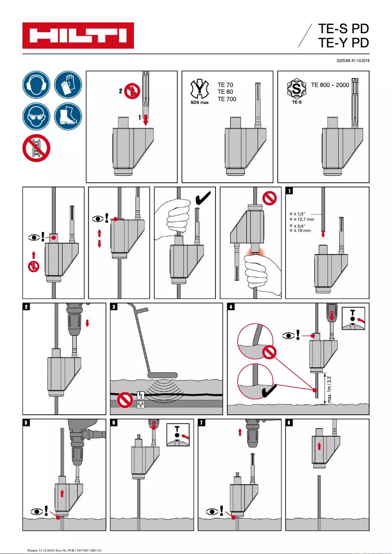 Page 1 de la notice Manuel utilisateur Hilti TE-S PD 22