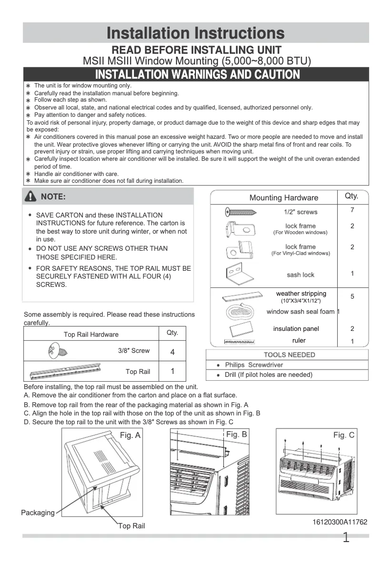 Page 1 de la notice Guide d'installation Frigidaire FGRQ0833U1