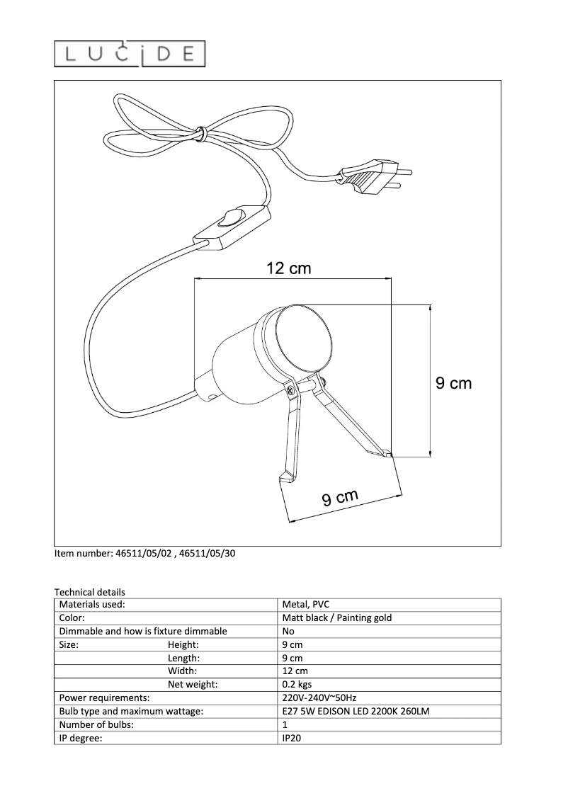 Page 1 de la notice Manuel utilisateur Lucide Pukki