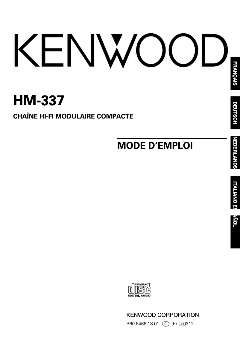 Page n°1 - Manuel utilisateur Kenwood HM-337
