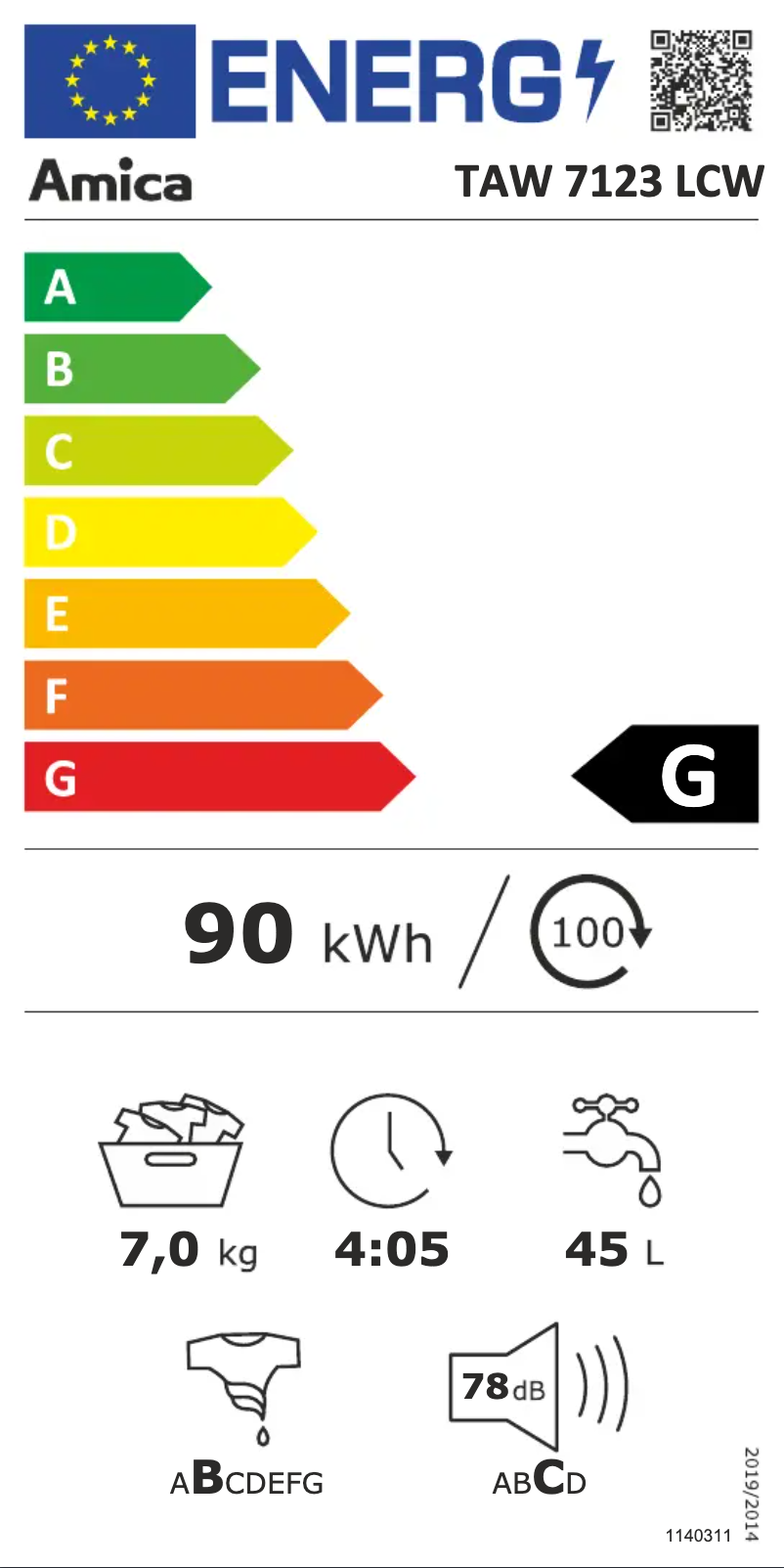 Image de la première page du manuel de l'appareil TAW7123LCW