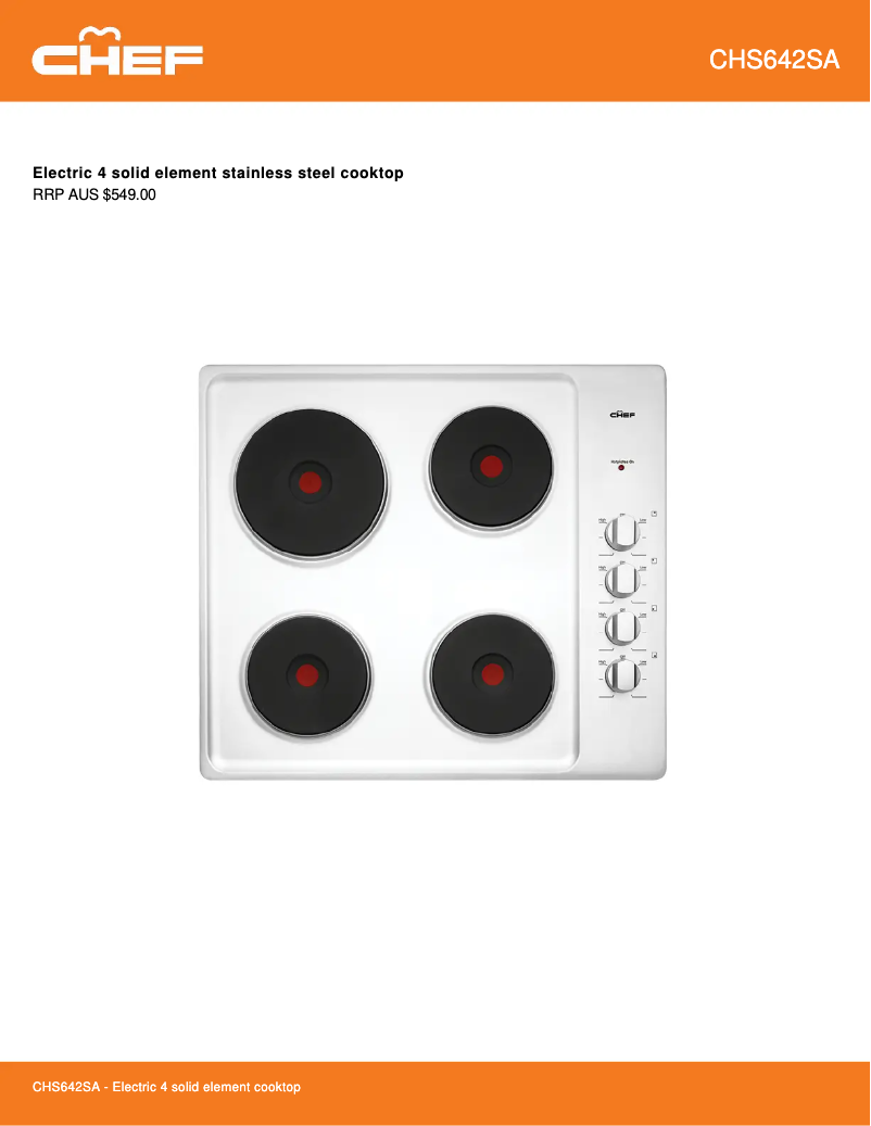 Page 1 de la notice Fiche technique Chef CHS642SA