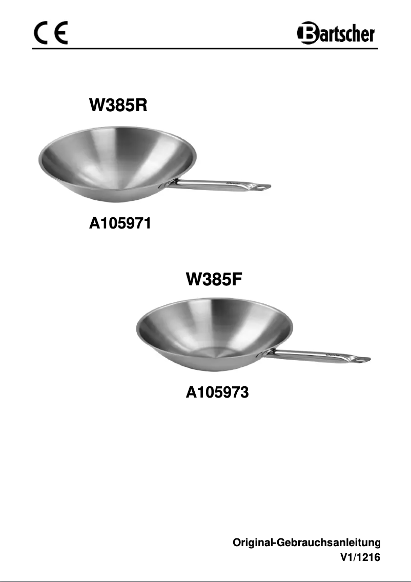 Page 1 de la notice Manuel utilisateur Bartscher W385F