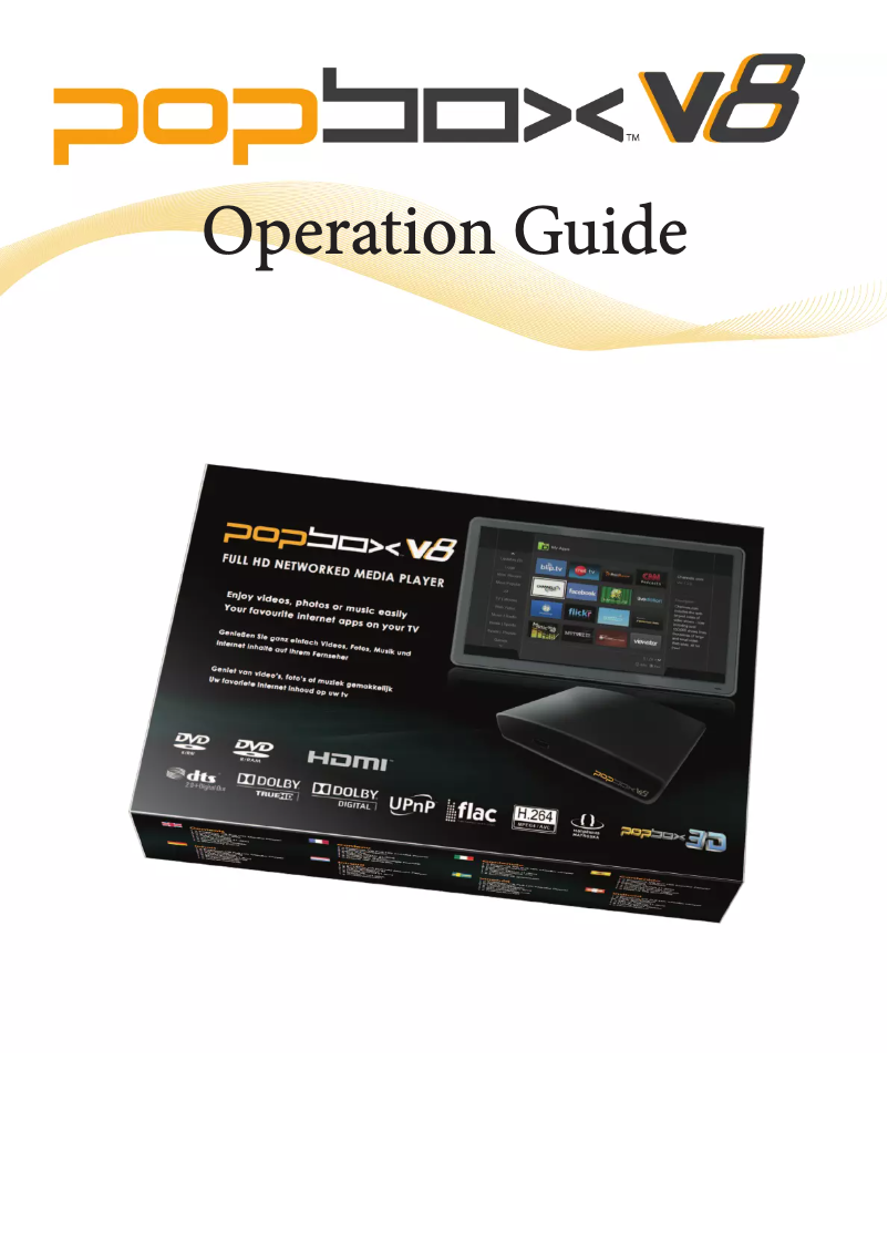 Page 1 de la notice Manuel utilisateur Popcorn Hour Popbox V8