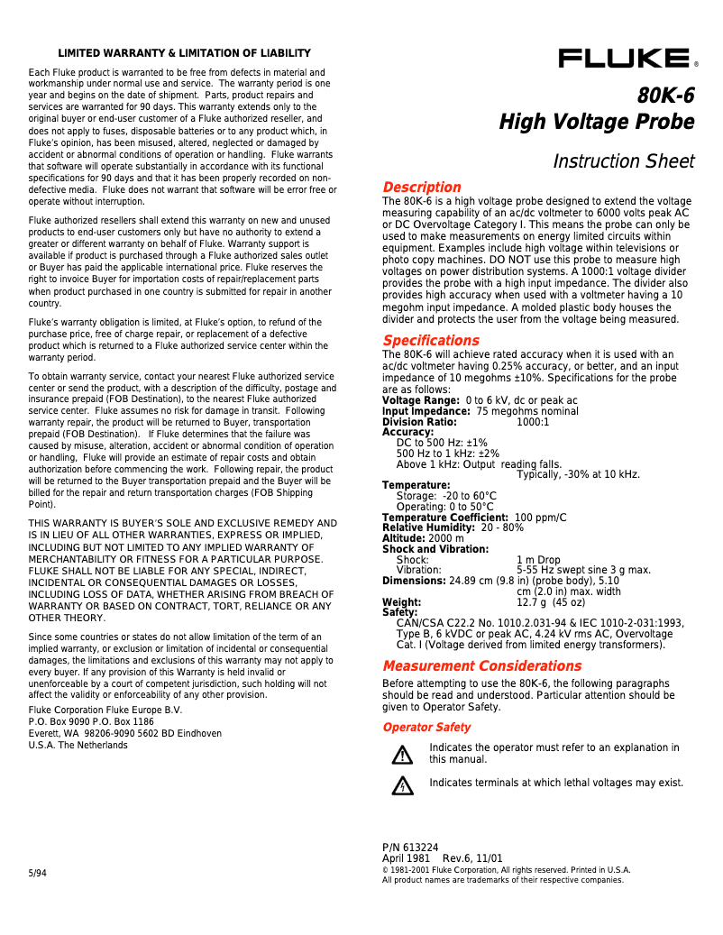 Image de la première page du manuel de l'appareil 80K-6