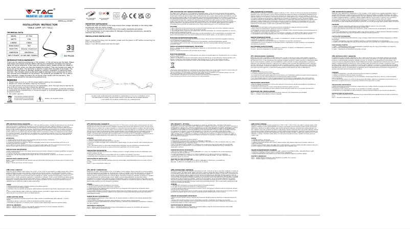 Page 1 de la notice Manuel utilisateur V-TAC VT-7312
