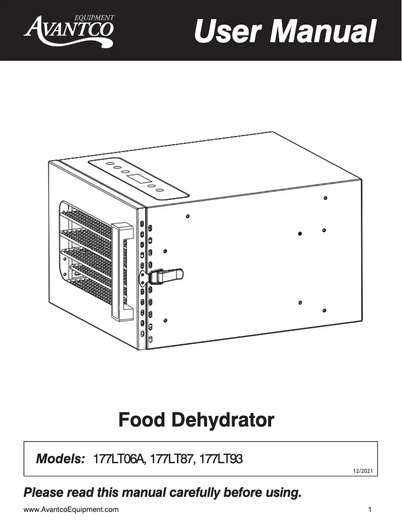 Page 1 de la notice Manuel utilisateur Avantco LT93