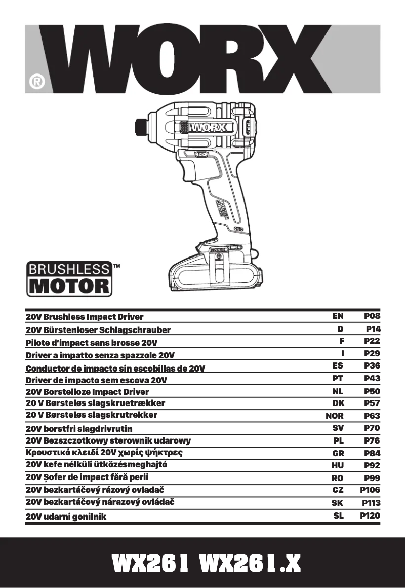 Page 1 de la notice Manuel utilisateur Worx WX261.9