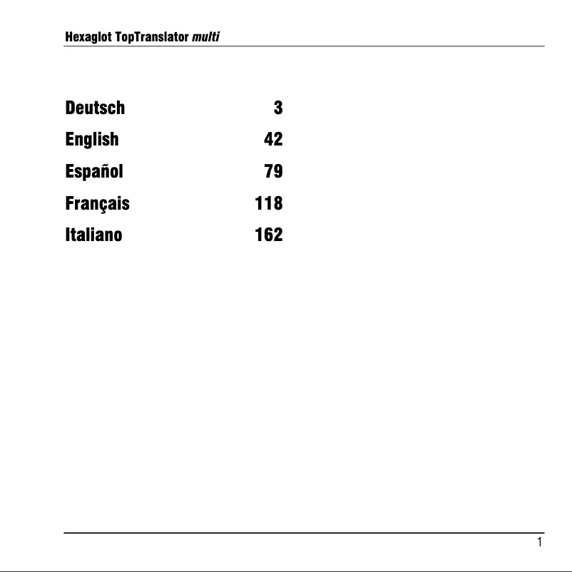 Página 1 del manual Manual de usuario Hexaglot TopTranslator multi