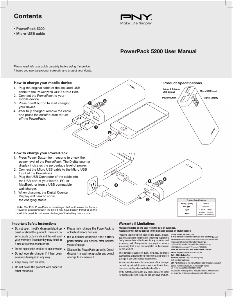 Image de la première page du manuel de l'appareil PowerPack BD5200