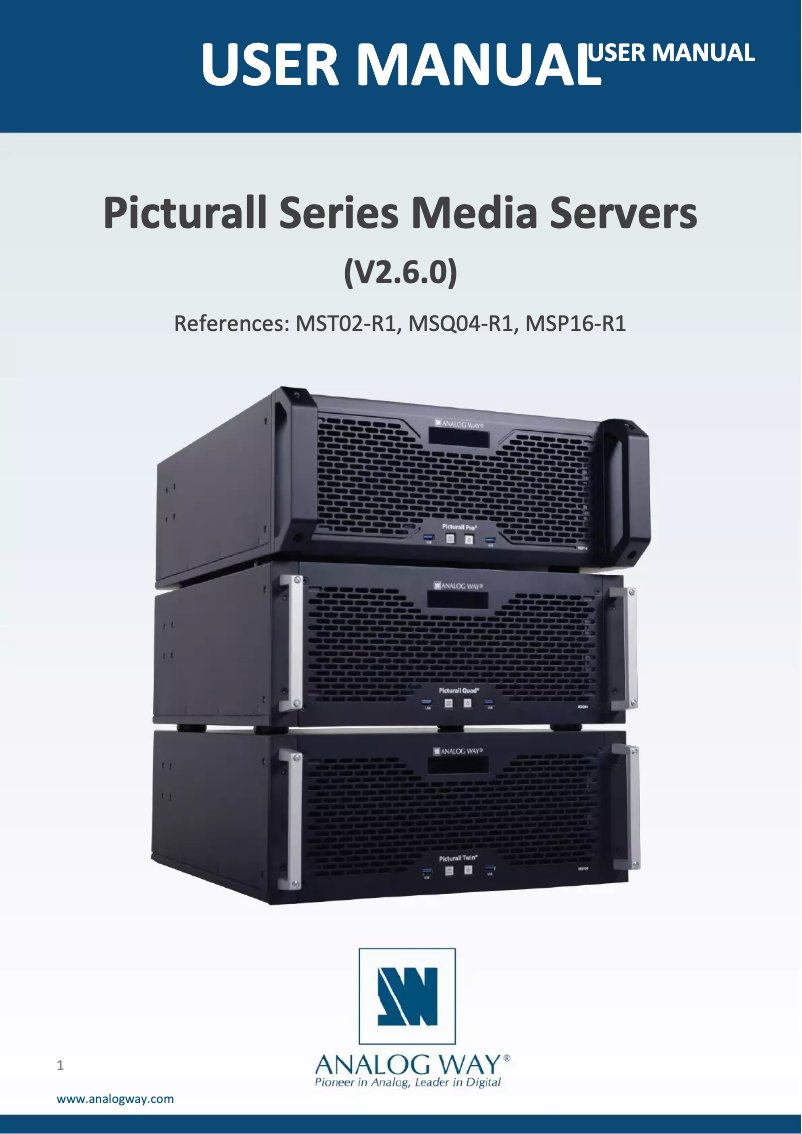 Page 1 de la notice Manuel utilisateur Analog Way Picturall Pro