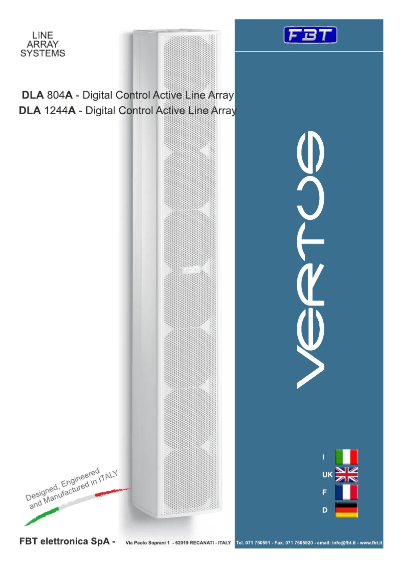 Page n°1 - Manuel utilisateur FBT VERTUS DLA 1244A