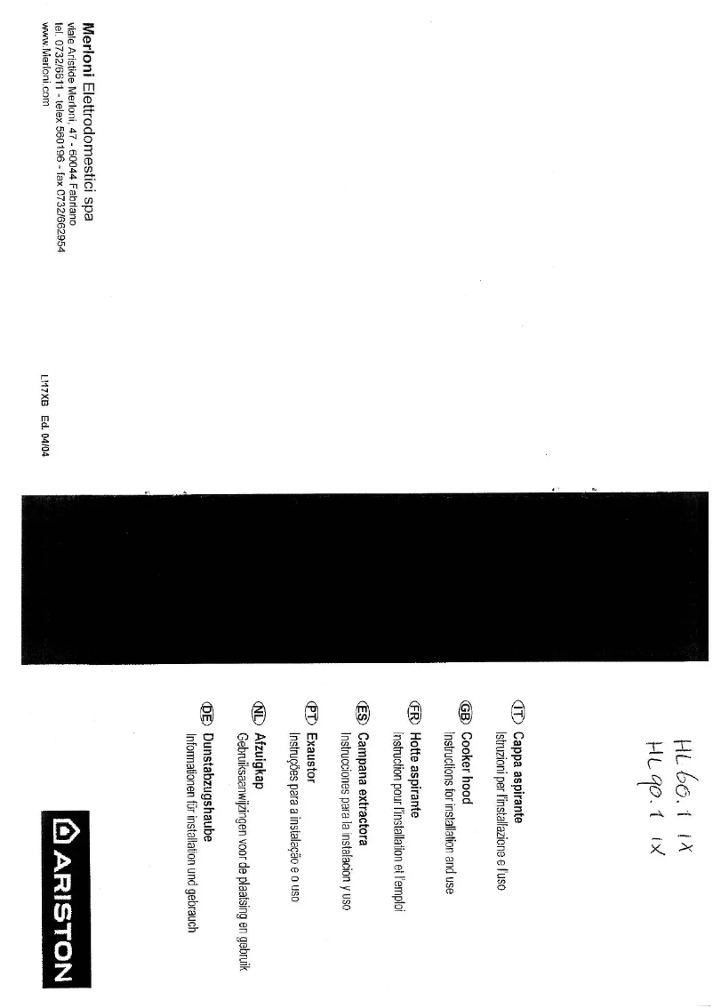 Page n°1 - Manuel utilisateur Ariston Thermo HL 60.1 IX