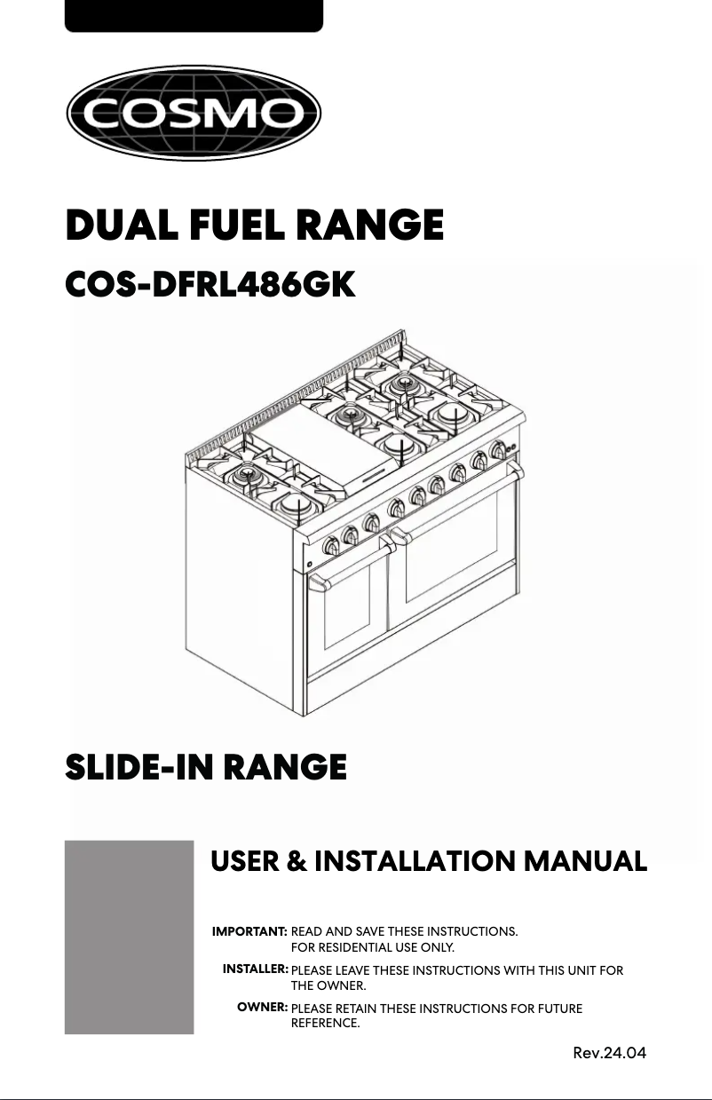 Page 1 de la notice Manuel utilisateur Cosmo COS-DFRL486GK