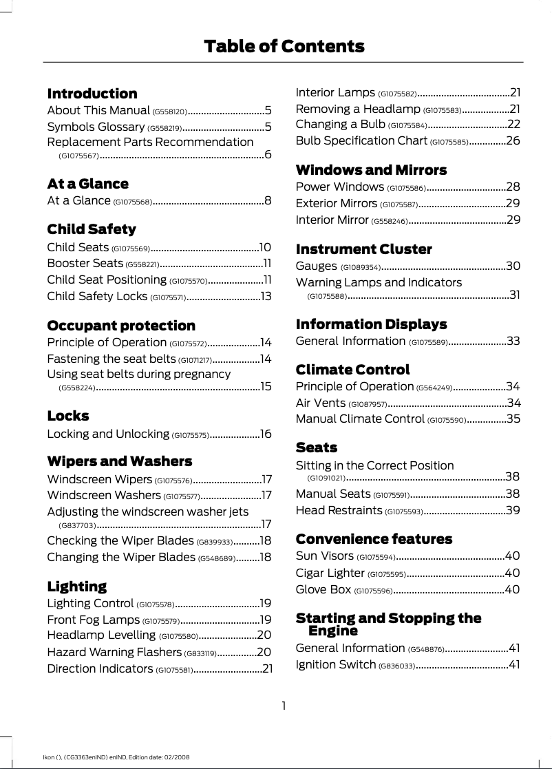 Page n°1 - Manuel utilisateur Ford Ikon (2011)