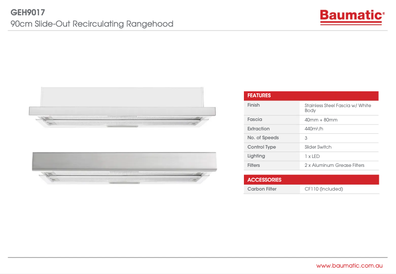 Page 1 de la notice Fiche technique Baumatic GEH9017