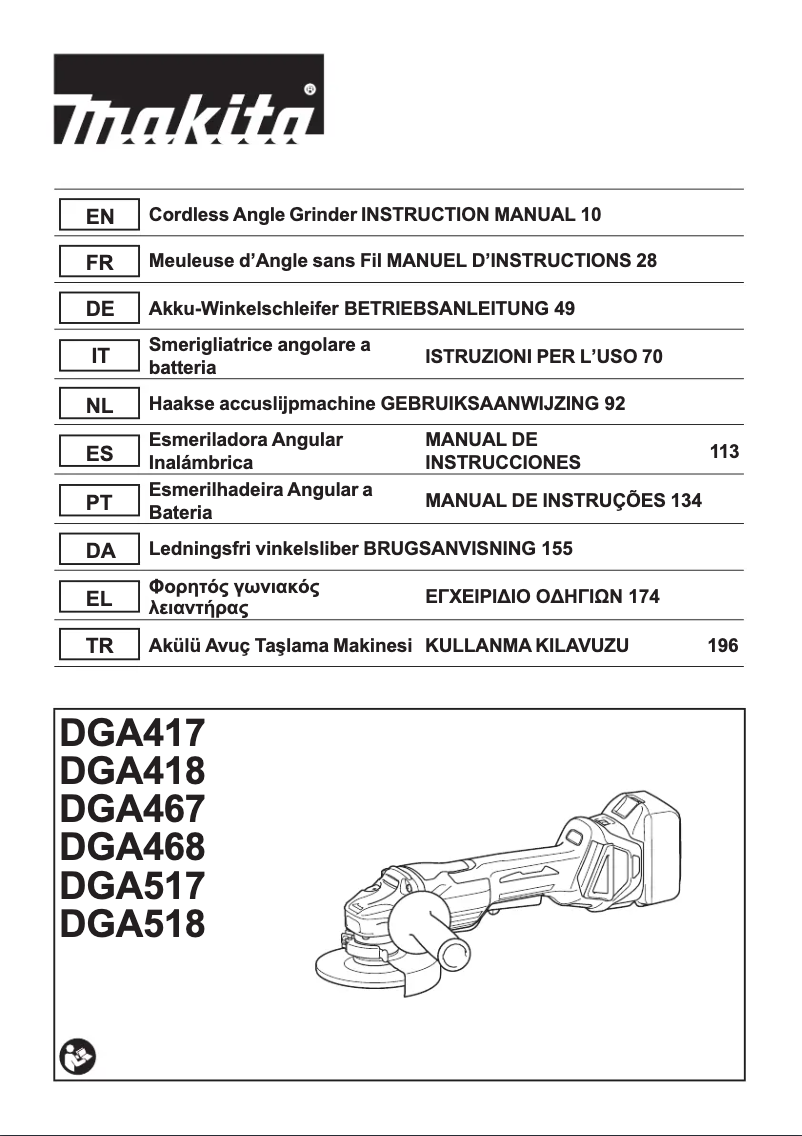 Page 1 de la notice Manuel utilisateur Makita DGA517