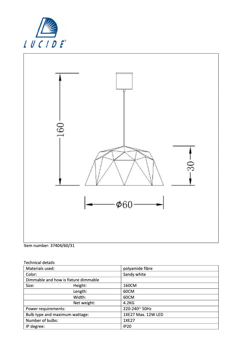 Page n°1 - Manuel utilisateur Lucide Geometry 37404/60/31