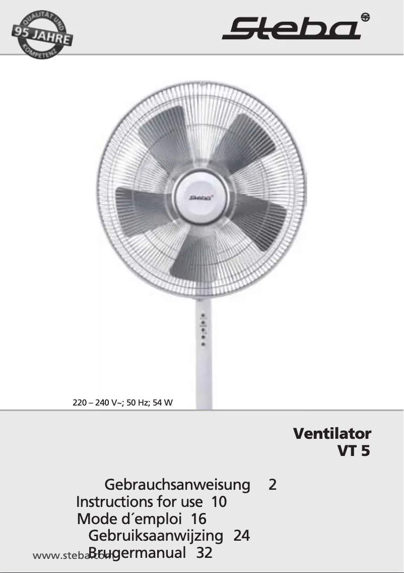 Page 1 de la notice Manuel utilisateur Steba VT 5