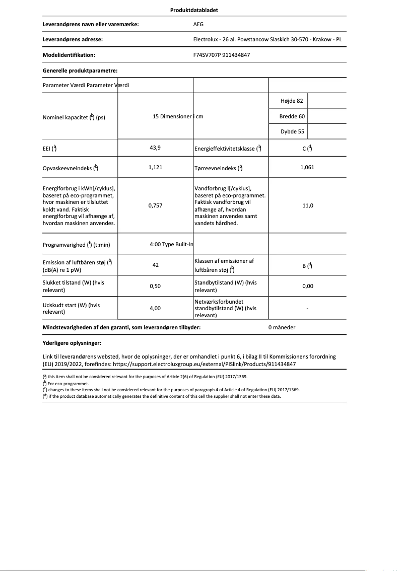 Page 1 de la notice Manuel utilisateur Electrolux F74SV707P