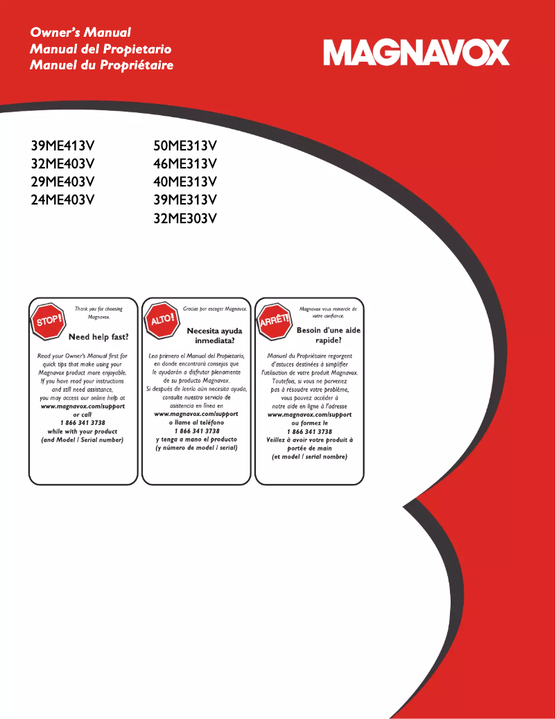 Page 1 de la notice Manuel utilisateur Magnavox 50ME313V