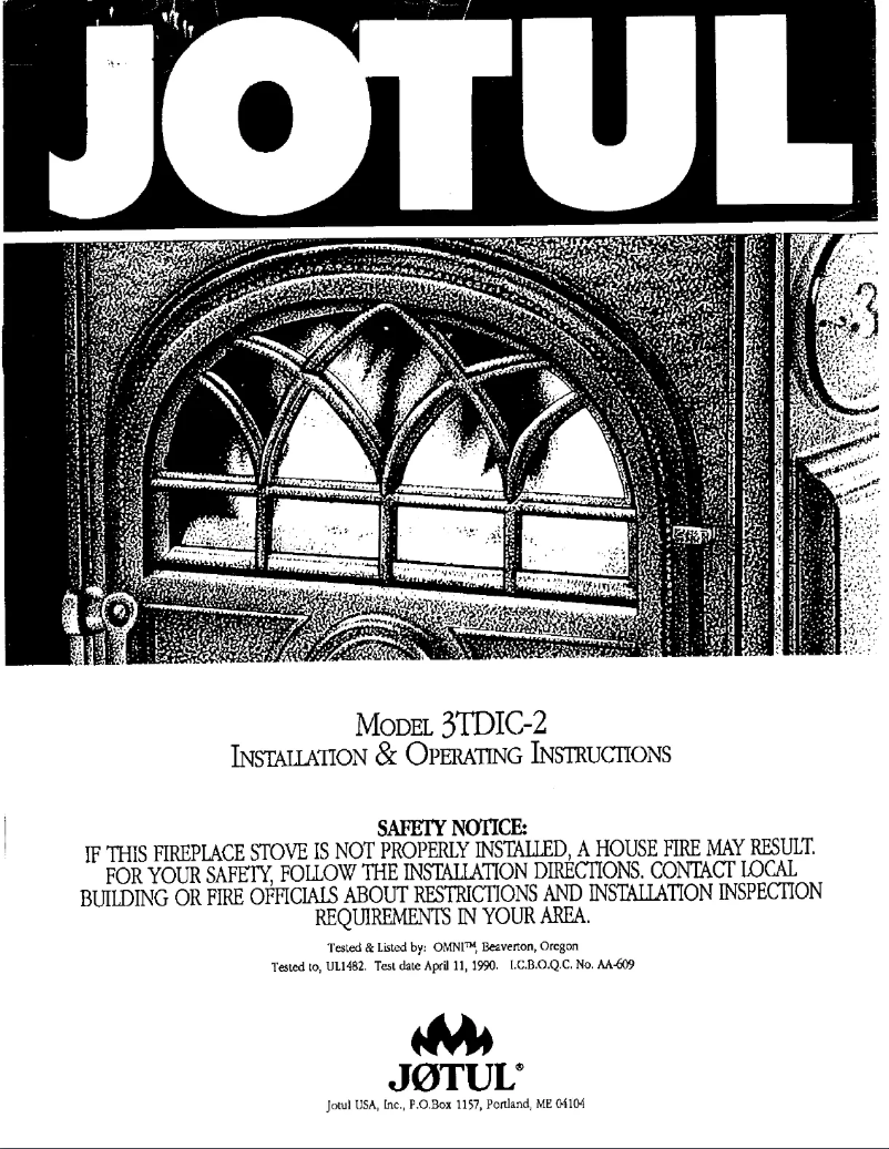 Page 1 de la notice Manuel utilisateur Jøtul 3TDIC-2