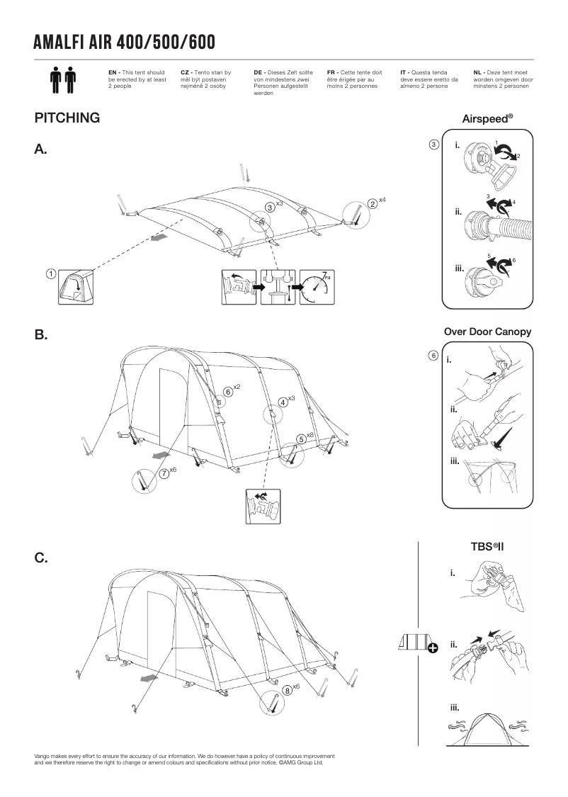 Page 1 de la notice Manuel utilisateur Vango Amalfi Air 400