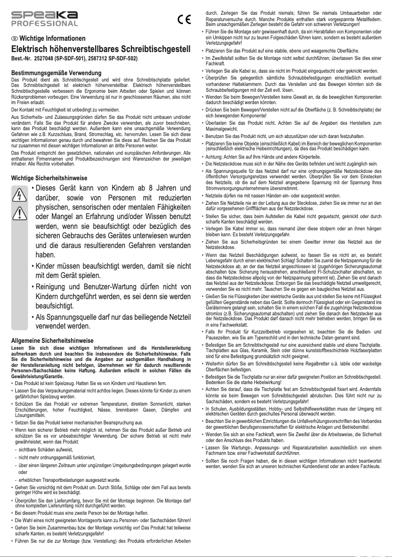 Page n°1 - Manuel utilisateur Speaka SP-SDF-501